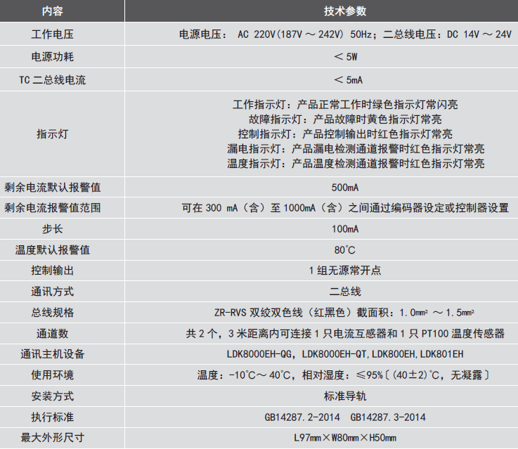 LDT9007EH組合式<a href=http://m.844sun.com/dianqihuozai/ target=_blank class=infotextkey>電氣火災(zāi)監(jiān)控</a>探測器參數(shù)
