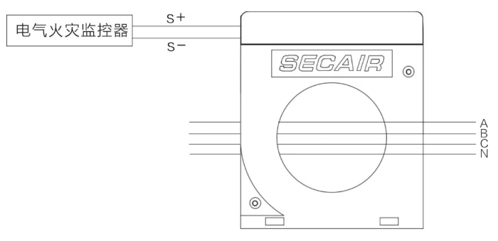 J-SCM41(160)剩余電流式<a href=http://m.844sun.com/dianqihuozai/ target=_blank class=infotextkey>電氣火災(zāi)監(jiān)控</a>探測器接線圖